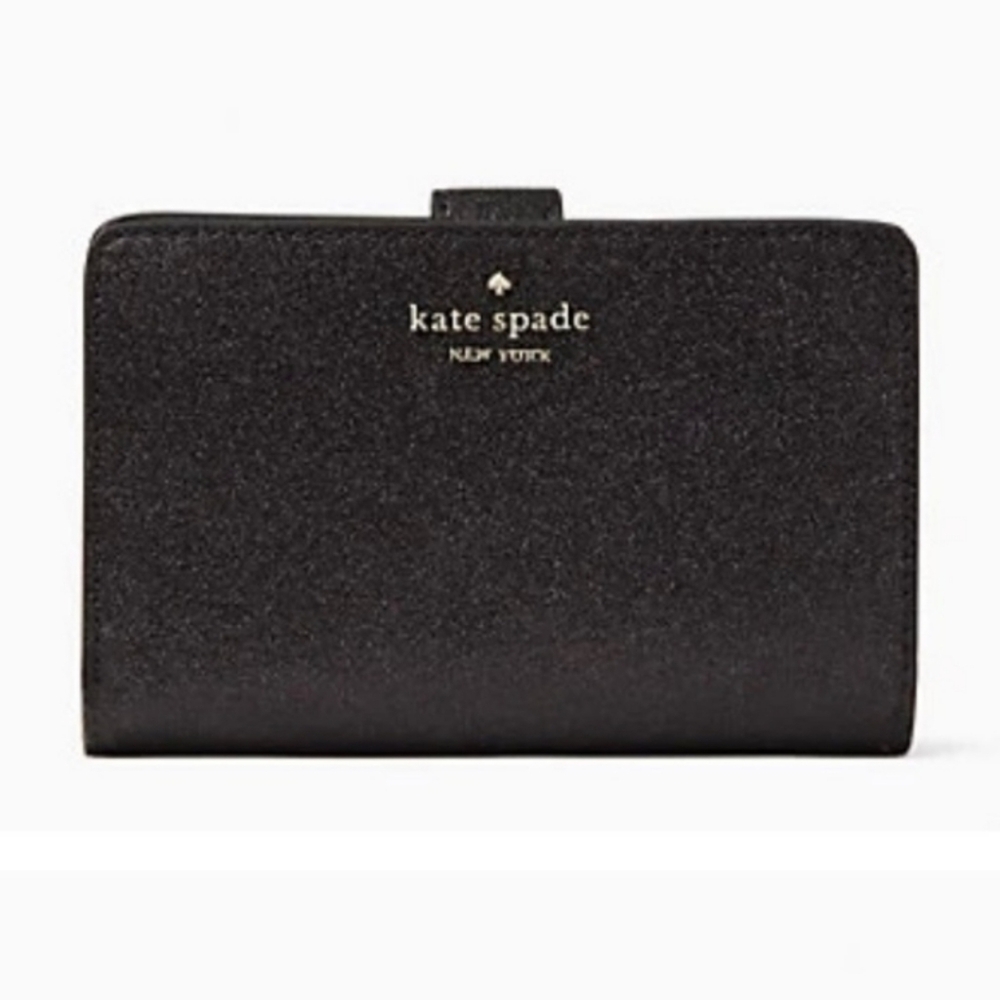 Kate Spade ♠️ Black Glimmer Glitter Medium Wallet